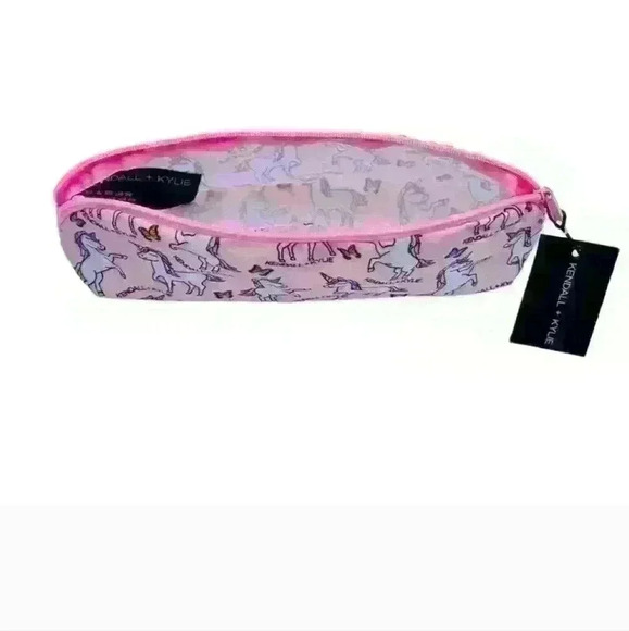 Kendall & Kylie Pink Rainbow Unicorn Zipper Case makeup bag travel bag new - Picture 2 of 8